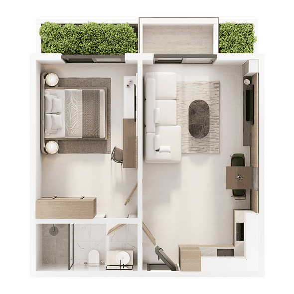 One-Bedroom Apartments floor plan — Zenwood