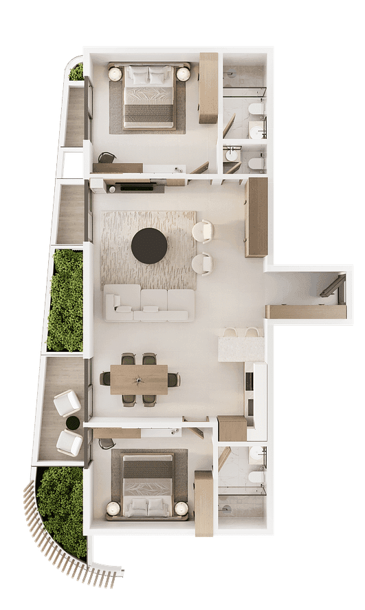Two-Bedroom Apartments floor plan — Zenwood